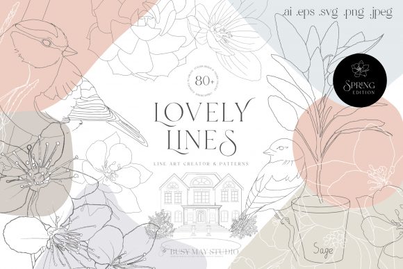 Spring Line Art for Creative Projects